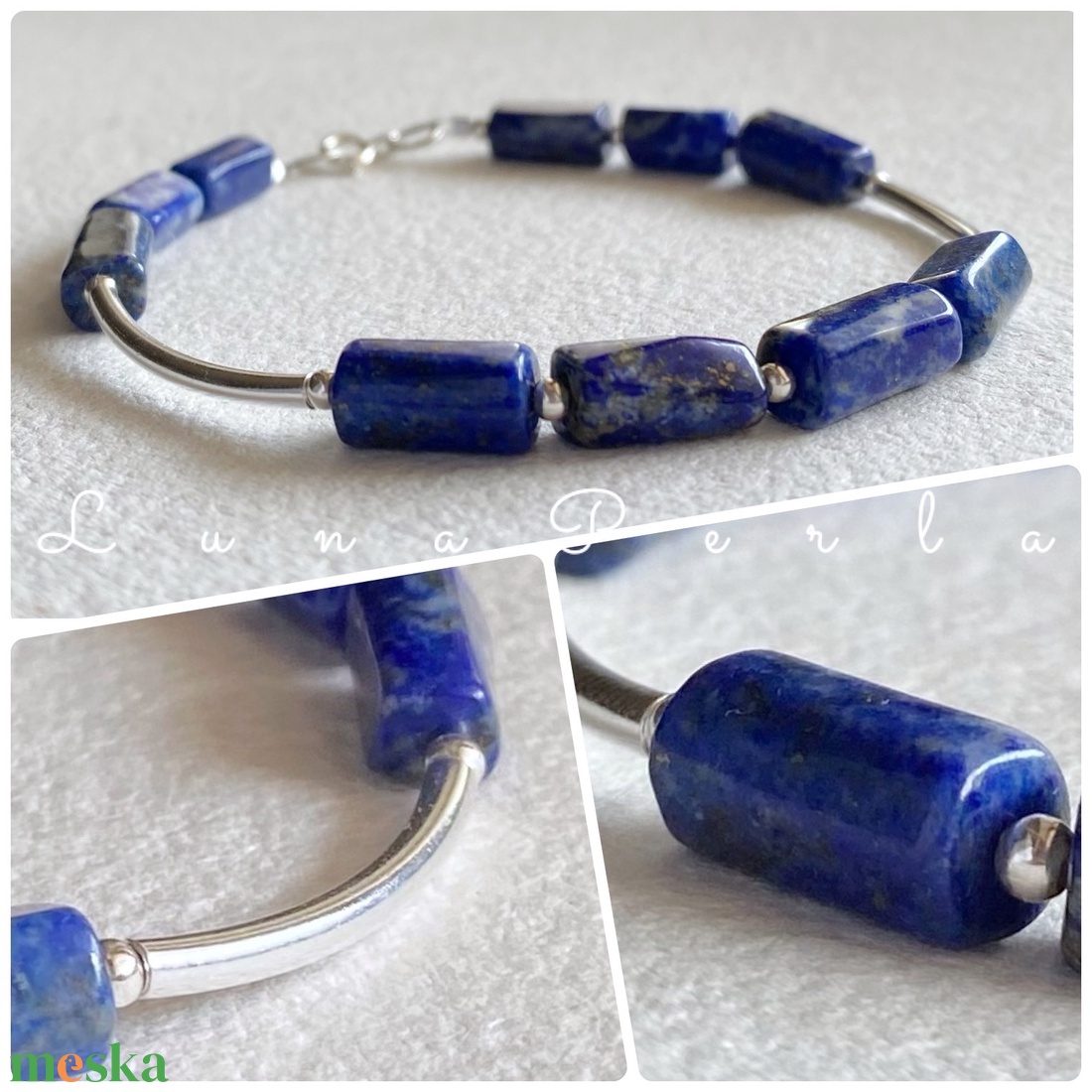 Lápisz lazuli ezüst karkötő - ékszer - karkötő - gyöngyös karkötő - Meska.hu Lápisz lazuli ezüst karkötő - ékszer - karkötő - gyöngyös karkötő - Meska.hu