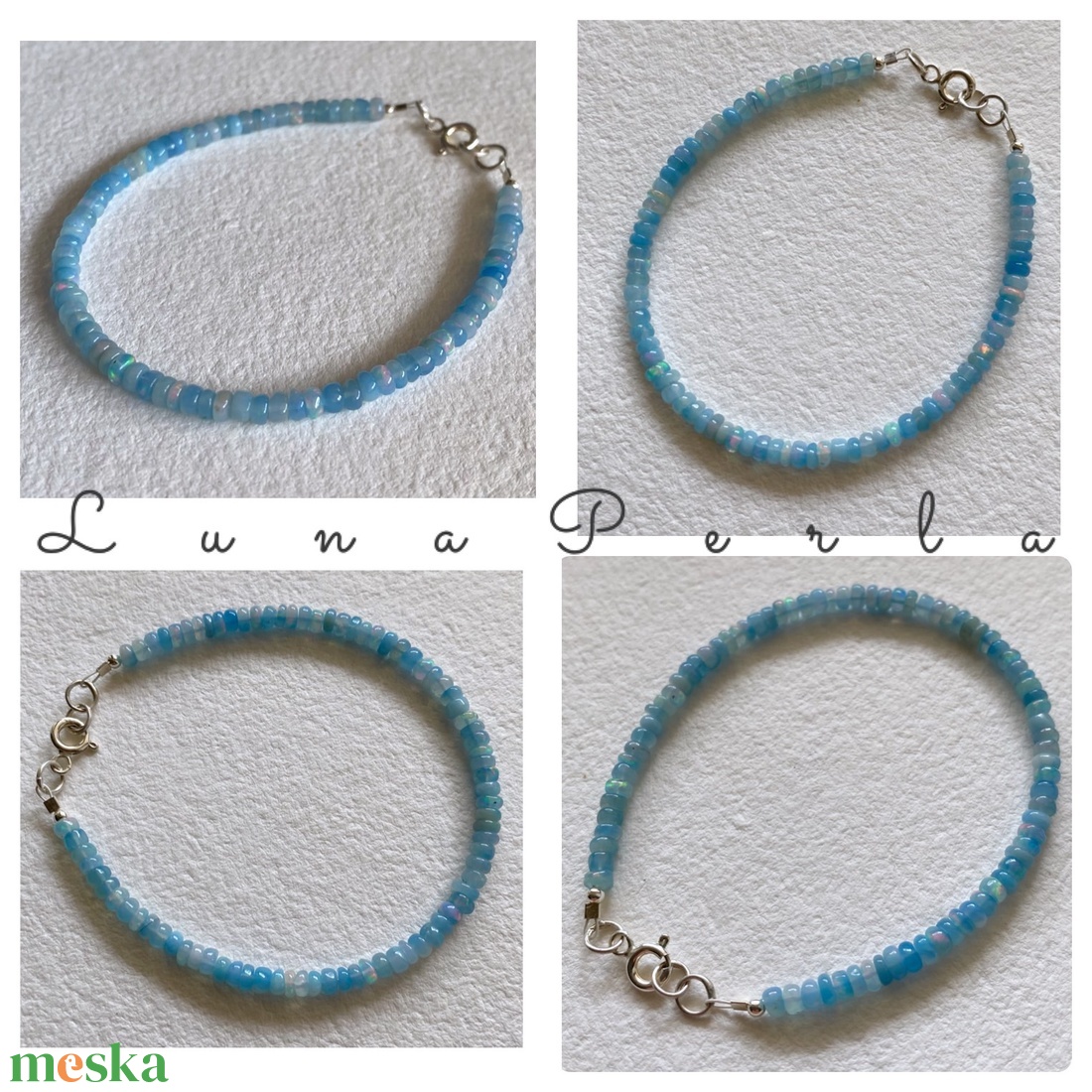 Kék opál karkötő - ékszer - karkötő - gyöngyös karkötő - Meska.hu