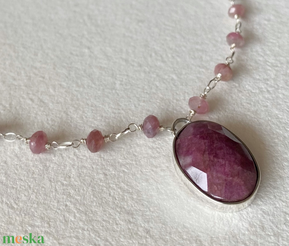 Rubin - turmalin ezüst nyaklánc - ékszer - nyaklánc - medálos nyaklánc - Meska.hu