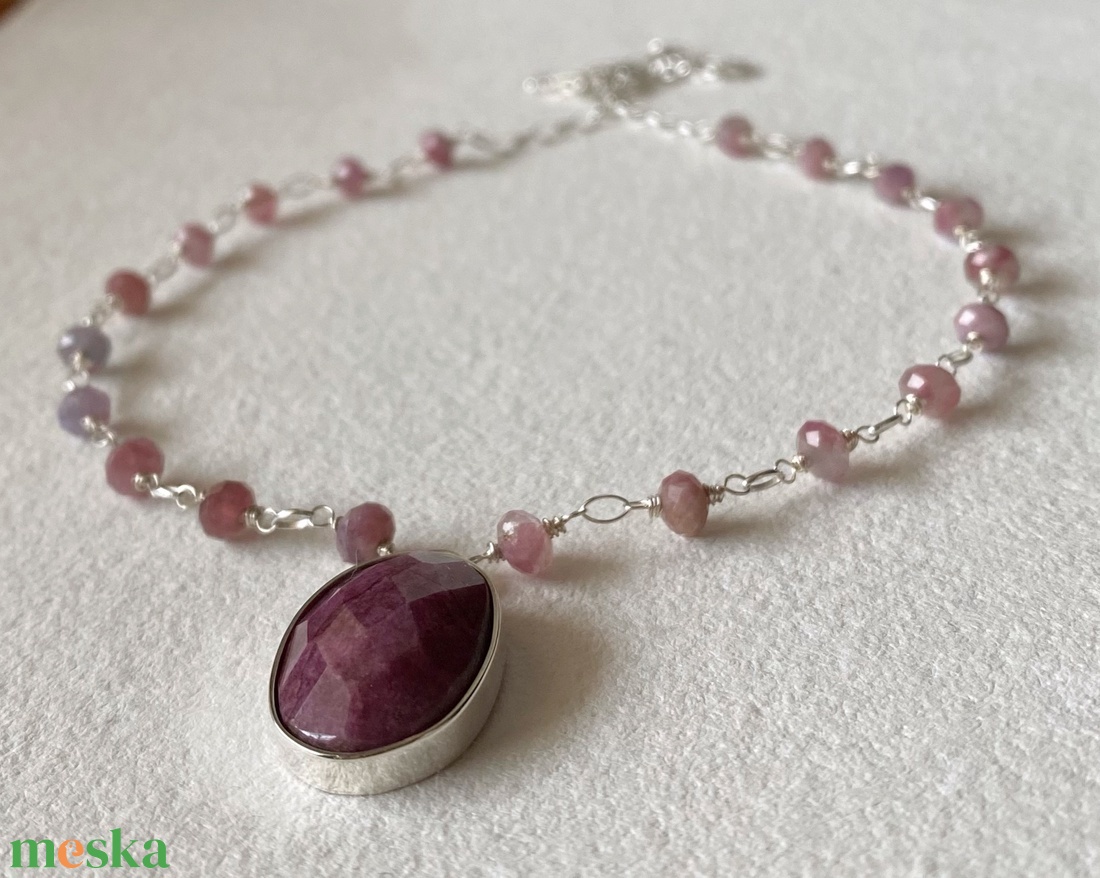 Rubin - turmalin ezüst nyaklánc - ékszer - nyaklánc - medálos nyaklánc - Meska.hu