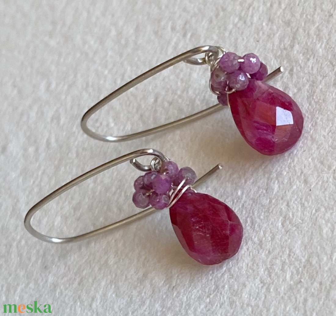 Rubin fülbevaló - ékszer - fülbevaló - lógó fülbevaló - Meska.hu