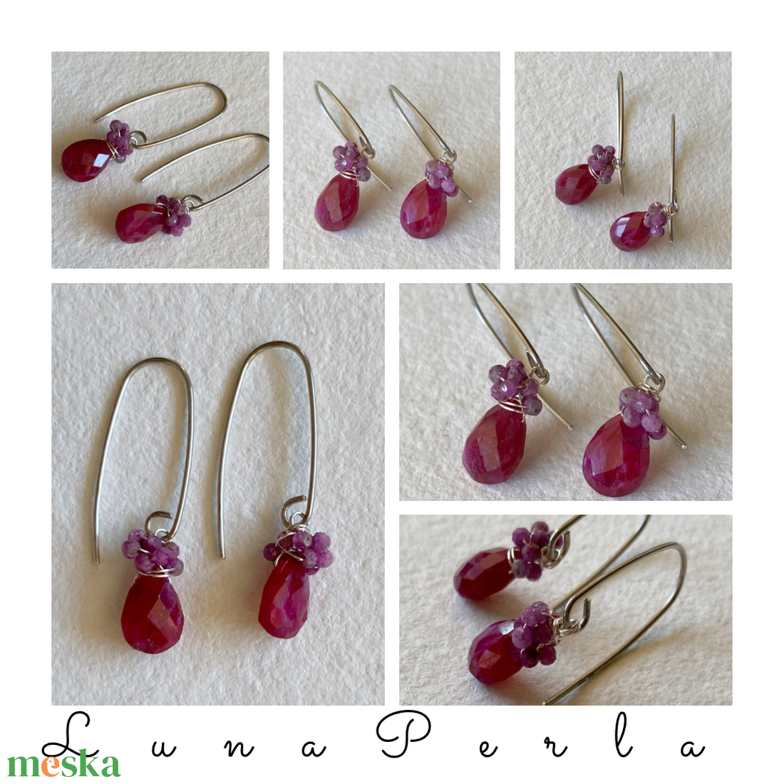 Rubin fülbevaló - ékszer - fülbevaló - lógó fülbevaló - Meska.hu