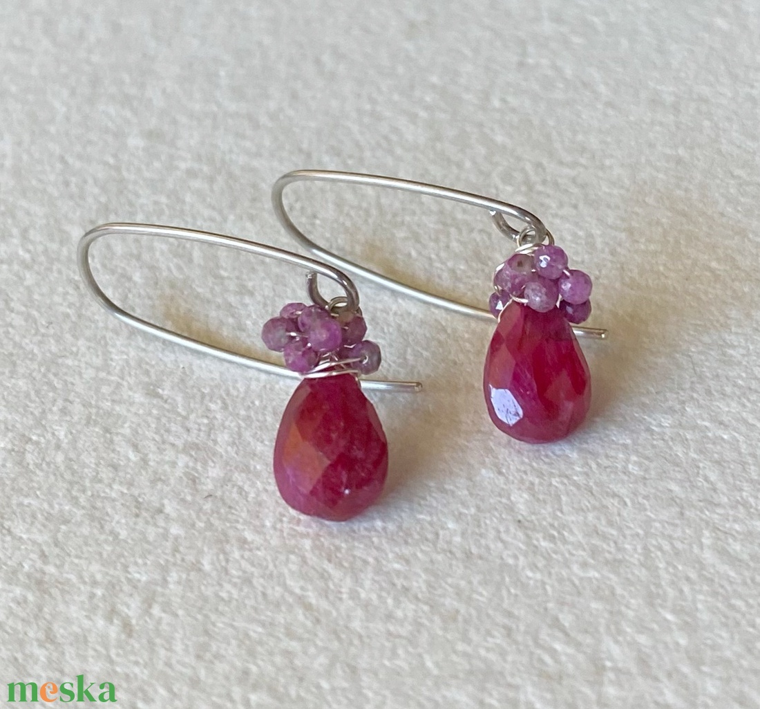 Rubin fülbevaló - ékszer - fülbevaló - lógó fülbevaló - Meska.hu