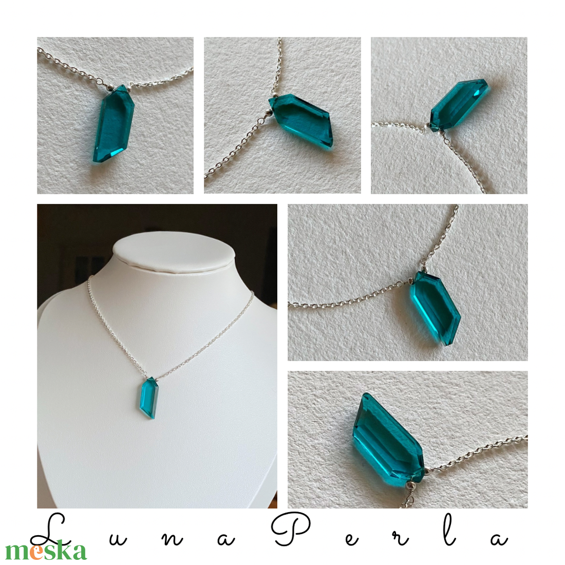 Minimál nyaklánc apatittal - ékszer - nyaklánc - gyöngyös nyaklánc - Meska.hu