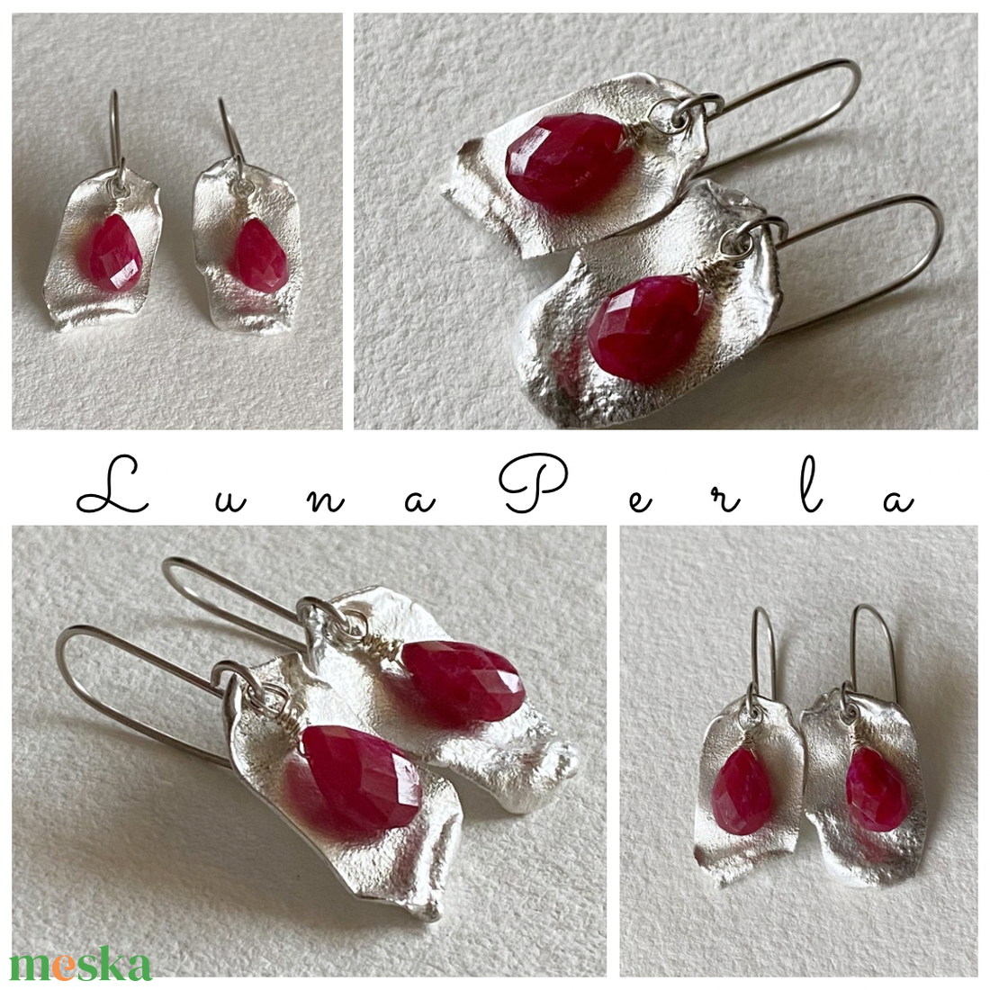 Rubin fülbevaló - ékszer - fülbevaló - lógó fülbevaló - Meska.hu