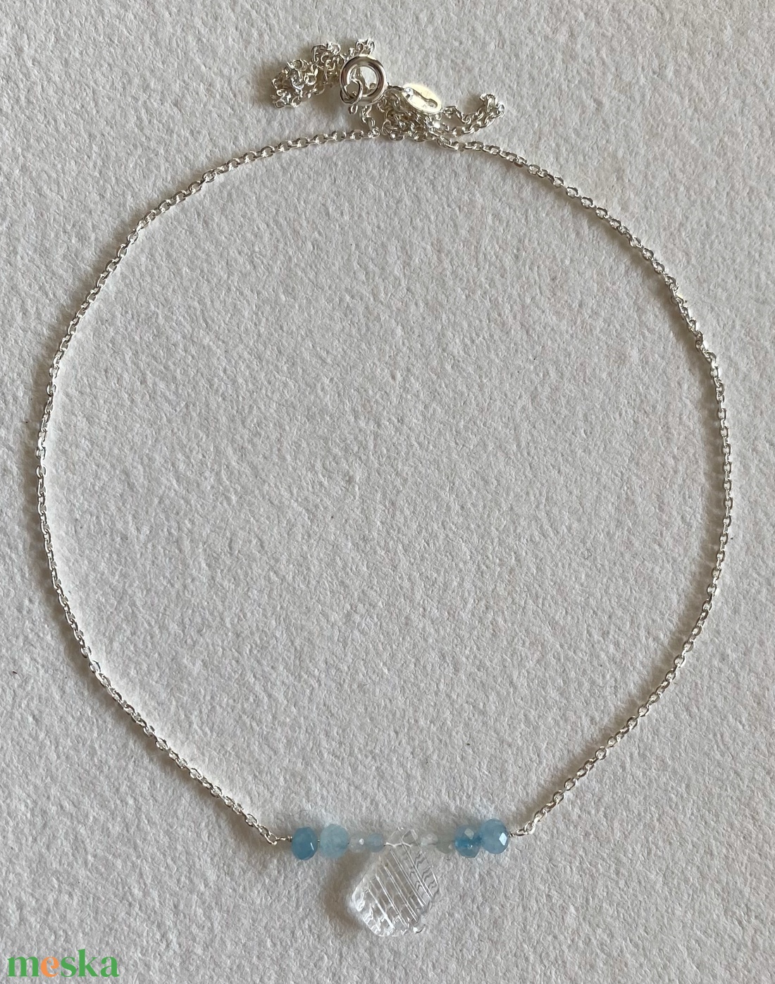 Akvamarin - hegyikristály nyaklánc - ékszer - nyaklánc - gyöngyös nyaklánc - Meska.hu