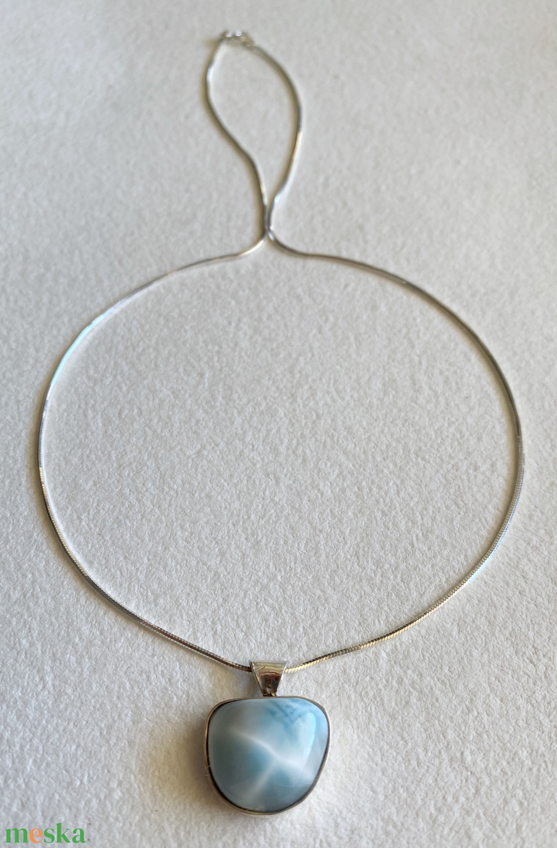 Larimár ezüst medál nyaklánccal - ékszer - nyaklánc - medál - Meska.hu
