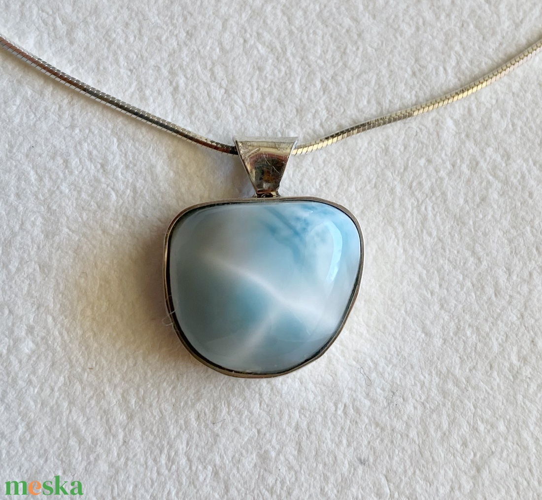 Larimár ezüst medál nyaklánccal - ékszer - nyaklánc - medál - Meska.hu