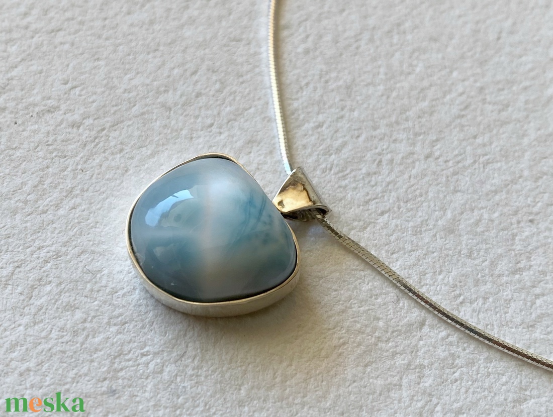 Larimár ezüst medál nyaklánccal - ékszer - nyaklánc - medál - Meska.hu