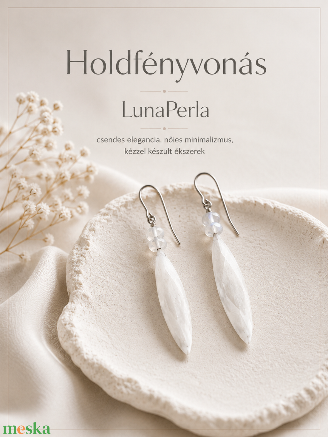 Holdkő fülbevaló - ékszer - fülbevaló - lógó fülbevaló - Meska.hu