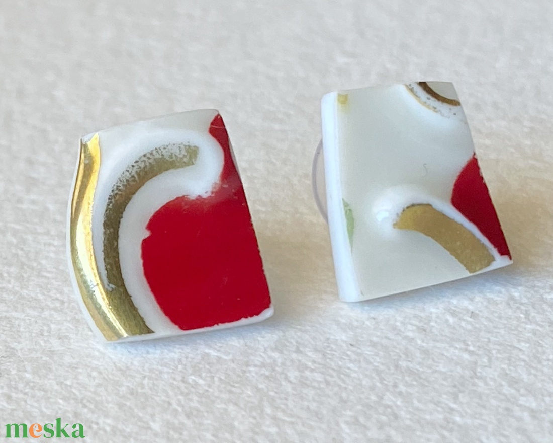 Porcelán bedugós fülbevaló - ékszer - fülbevaló - lógó fülbevaló - Meska.hu