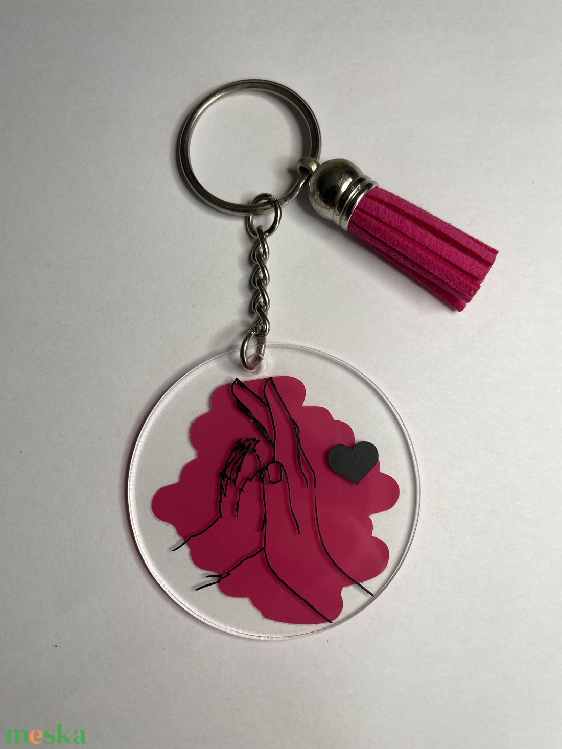 Kutya mancs és kéz motívumos plexi kulcstartó  rózsaszín alapon - táska & tok - kulcstartó & táskadísz - kulcstartó - Meska.hu