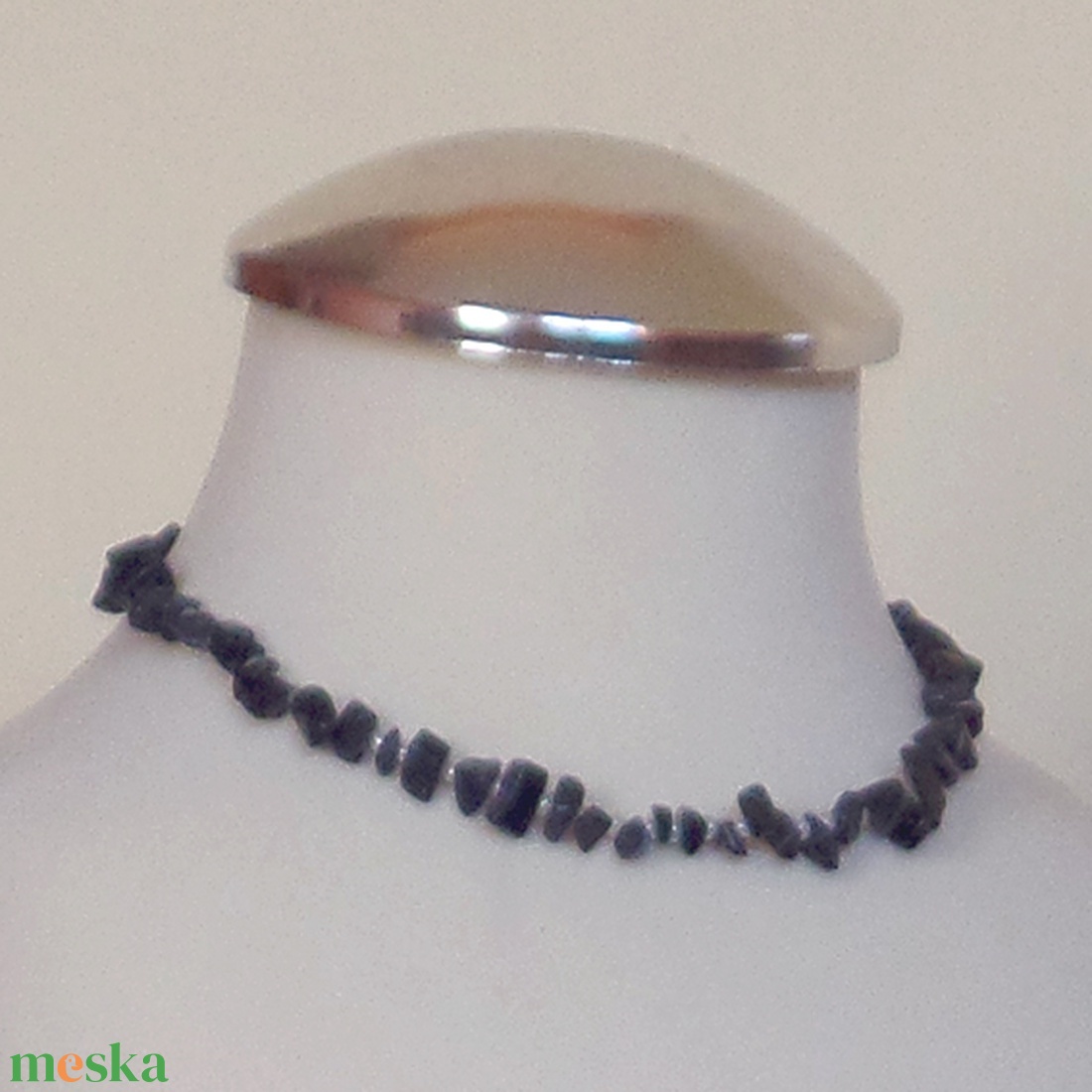 Gyermek nyaklánc (Kék napkő - 37 cm) - ékszer - nyaklánc - gyöngyös nyaklánc - Meska.hu