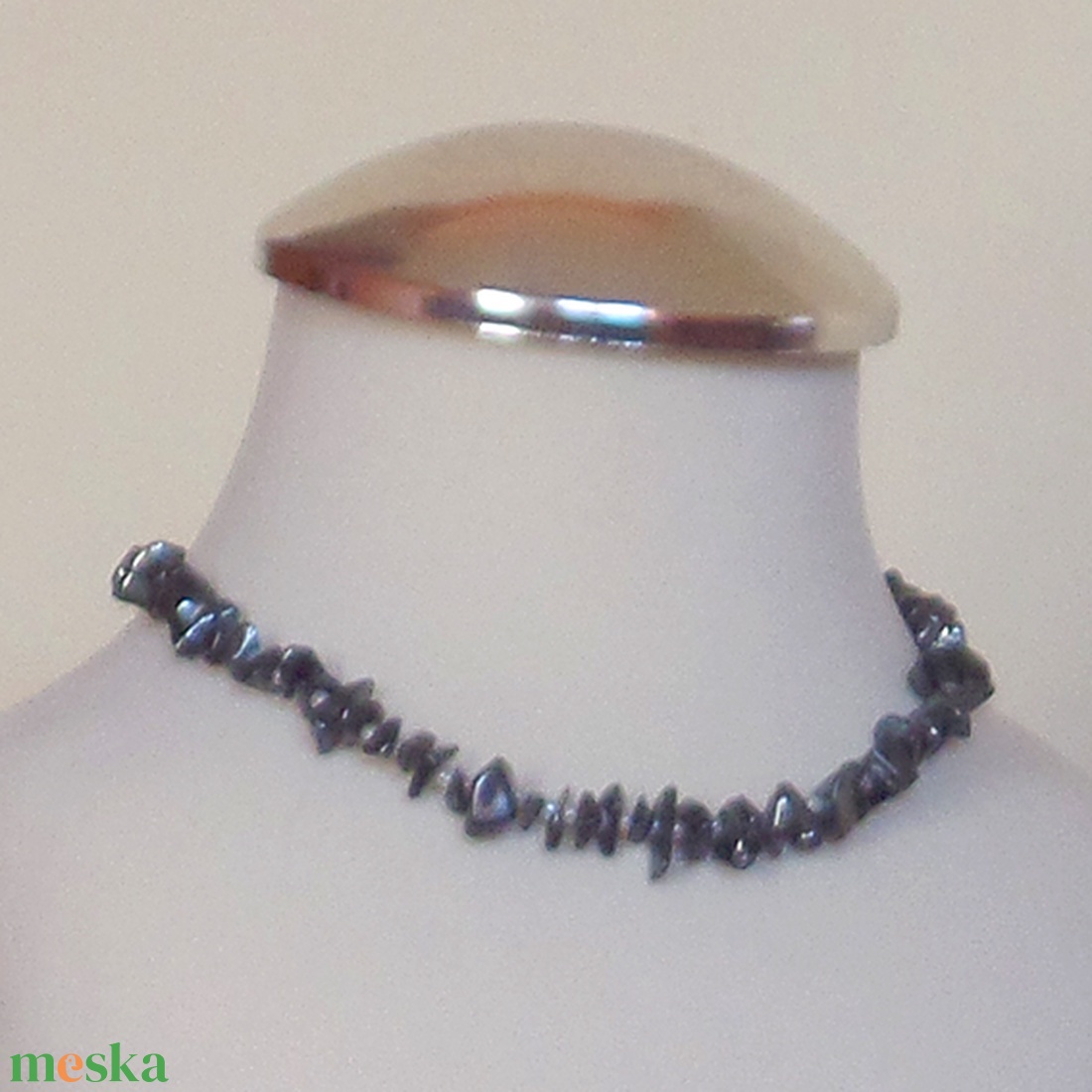 Gyermek nyaklánc (Hematit - 37 cm) - ékszer - nyaklánc - gyöngyös nyaklánc - Meska.hu