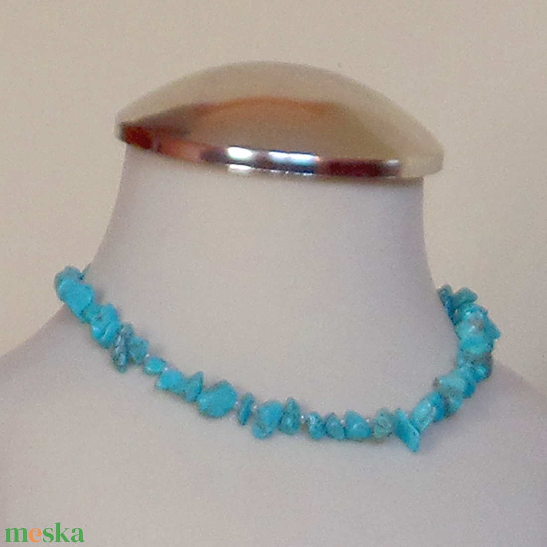 Gyermek nyaklánc (Türkiz - 37 cm) - ékszer - nyaklánc - gyöngyös nyaklánc - Meska.hu