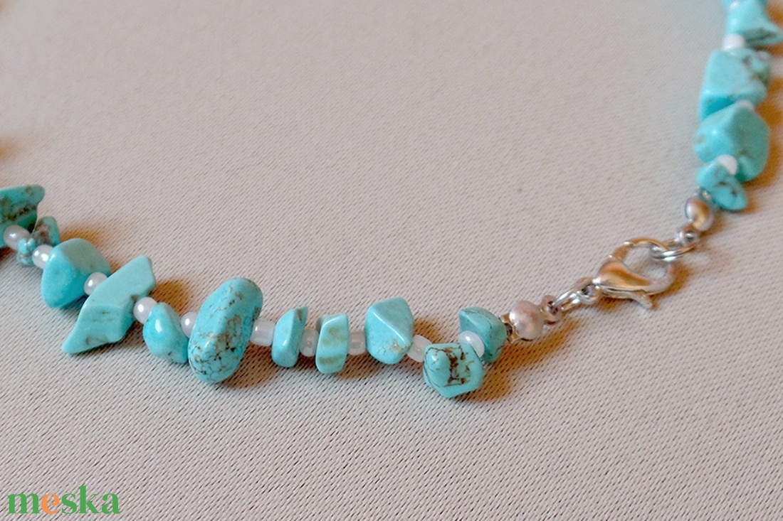 Gyermek nyaklánc (Türkiz - 37 cm) - ékszer - nyaklánc - gyöngyös nyaklánc - Meska.hu