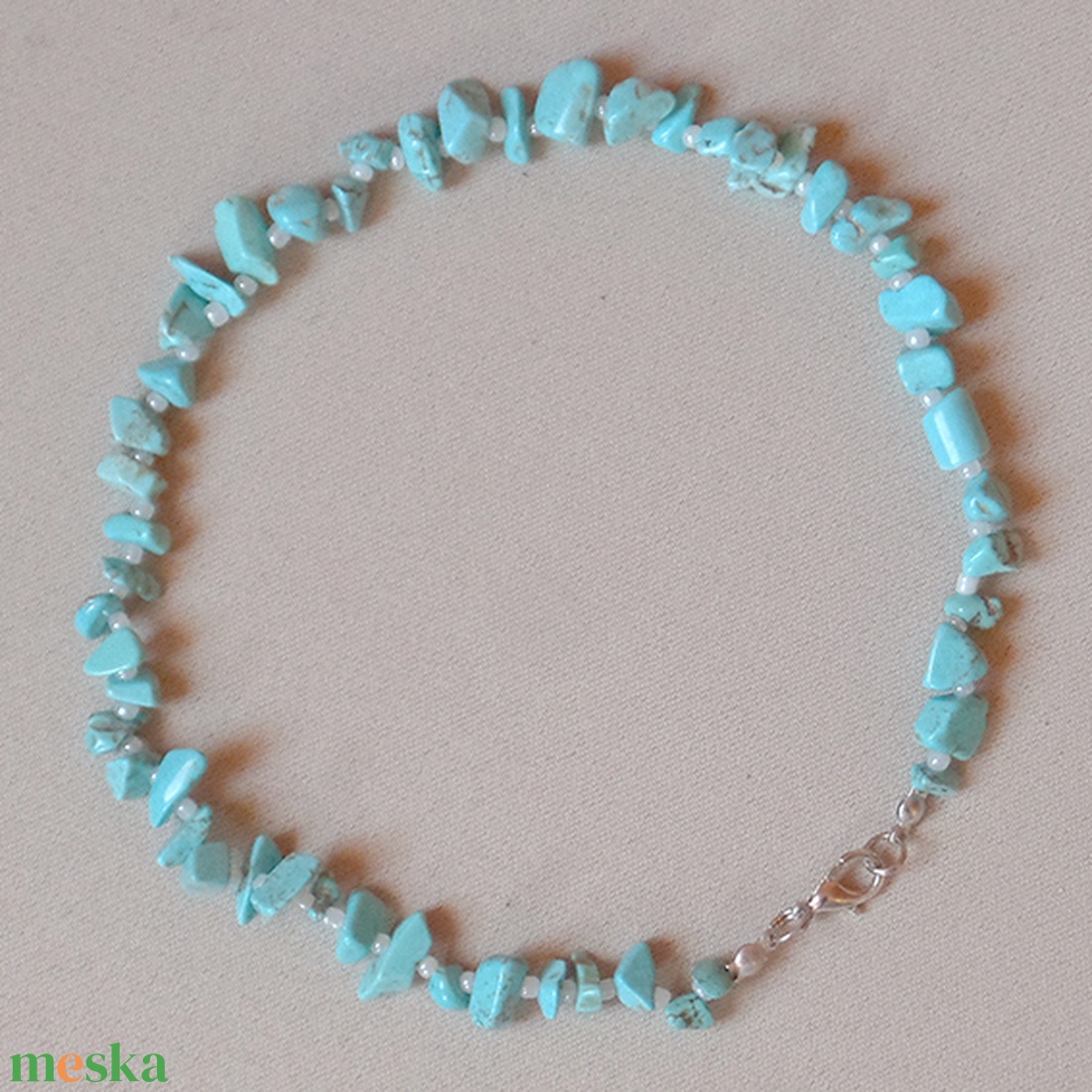 Gyermek nyaklánc (Türkiz - 37 cm) - ékszer - nyaklánc - gyöngyös nyaklánc - Meska.hu