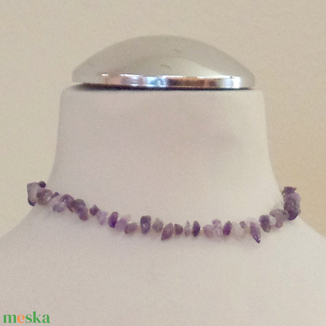 Gyermek nyaklánc (Ametiszt - 32 cm) - ékszer - nyaklánc - gyöngyös nyaklánc - Meska.hu