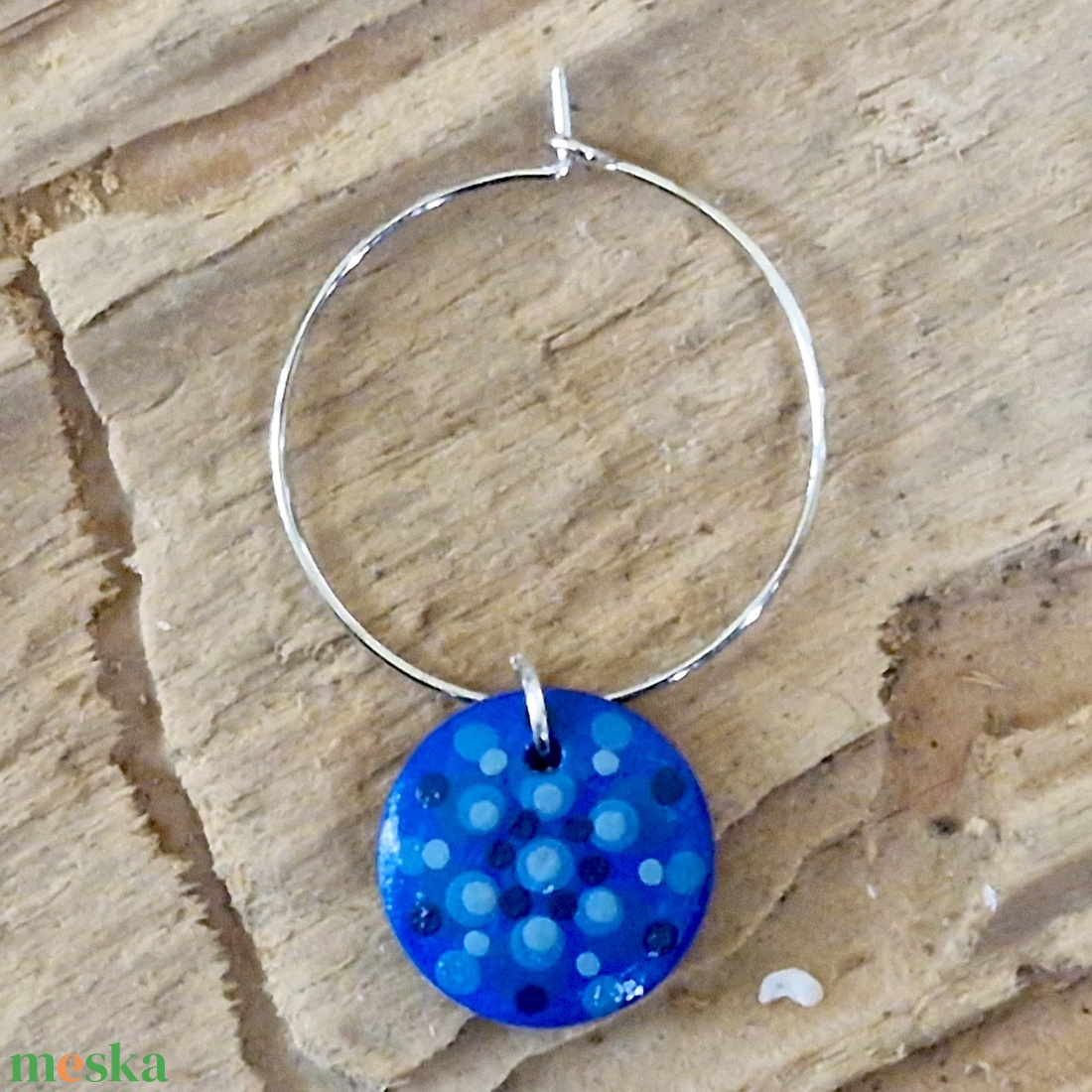 Pohár jelölő karika pontfestett függővel (égszínkék) - otthon & életmód - konyhafelszerelés, tálalás - tálalás - boros poharak, szettek - Meska.hu