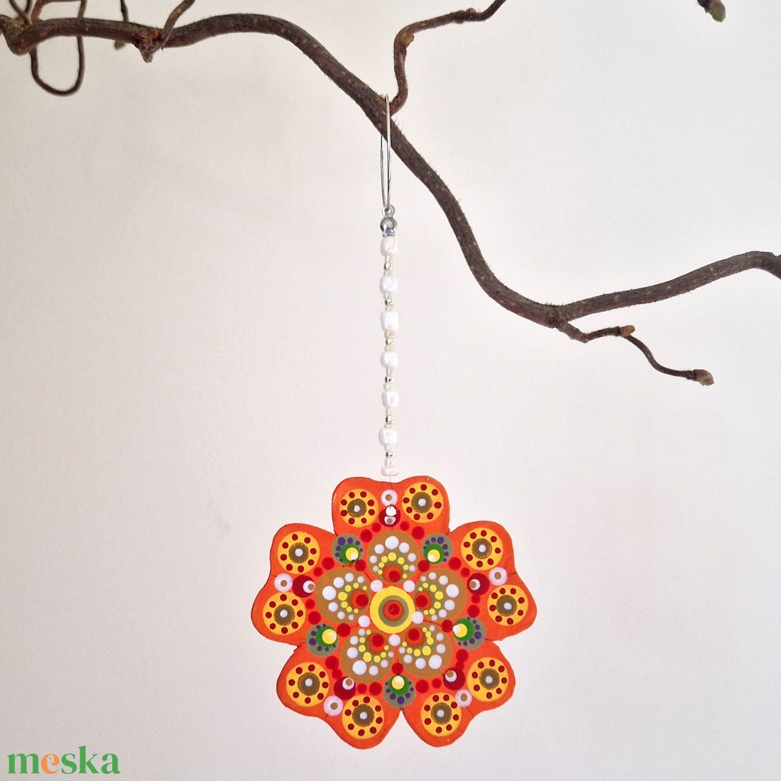 Pontfestett kerámia ablakdísz, függő (Virág) - otthon & életmód - dekoráció - ajtó- és ablak dekoráció - ablakdísz - Meska.hu