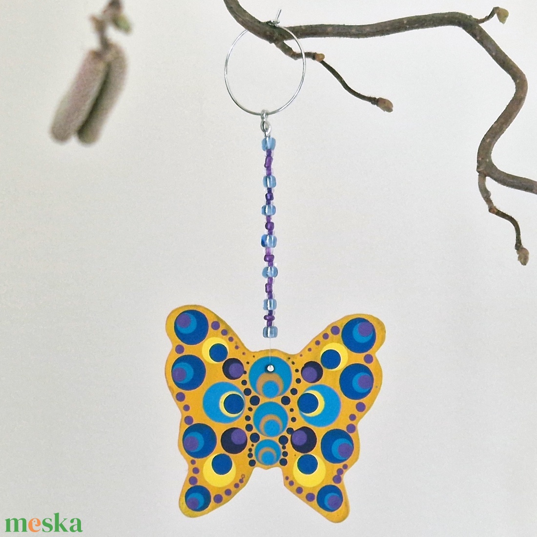 Pontfestett kerámia ablakdísz, függő (Pillangó) - otthon & életmód - dekoráció - ajtó- és ablak dekoráció - ablakdísz - Meska.hu