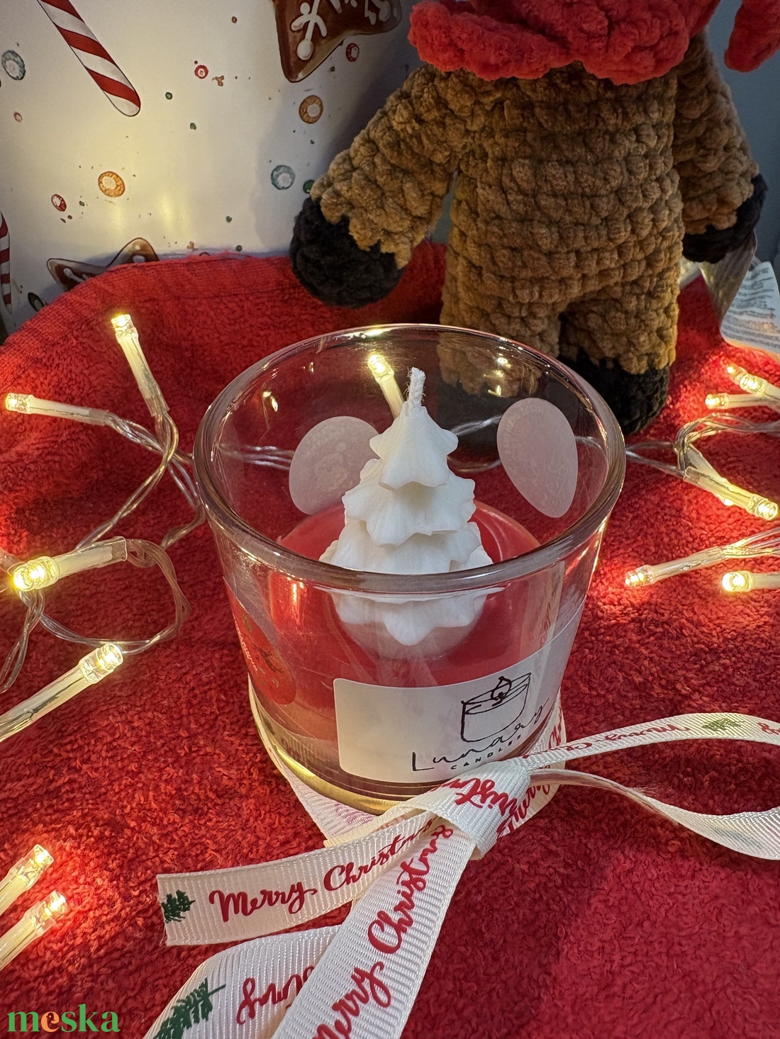 Red Velvet Forest - karácsony - karácsonyi lakásdekoráció - karácsonyi illatgyertya, mécses - Meska.hu