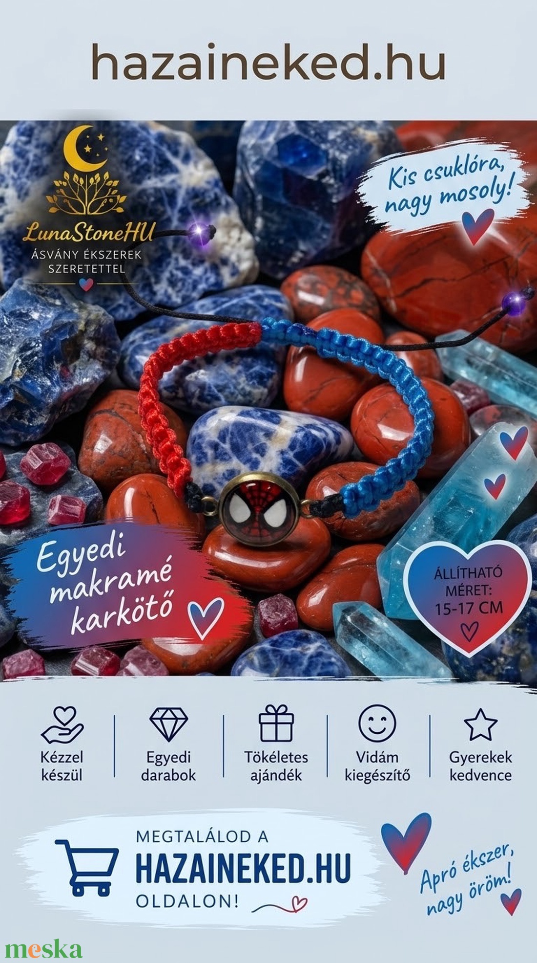 Pókemberes vidám karkötő - ékszer - karkötő - fonott karkötő - Meska.hu