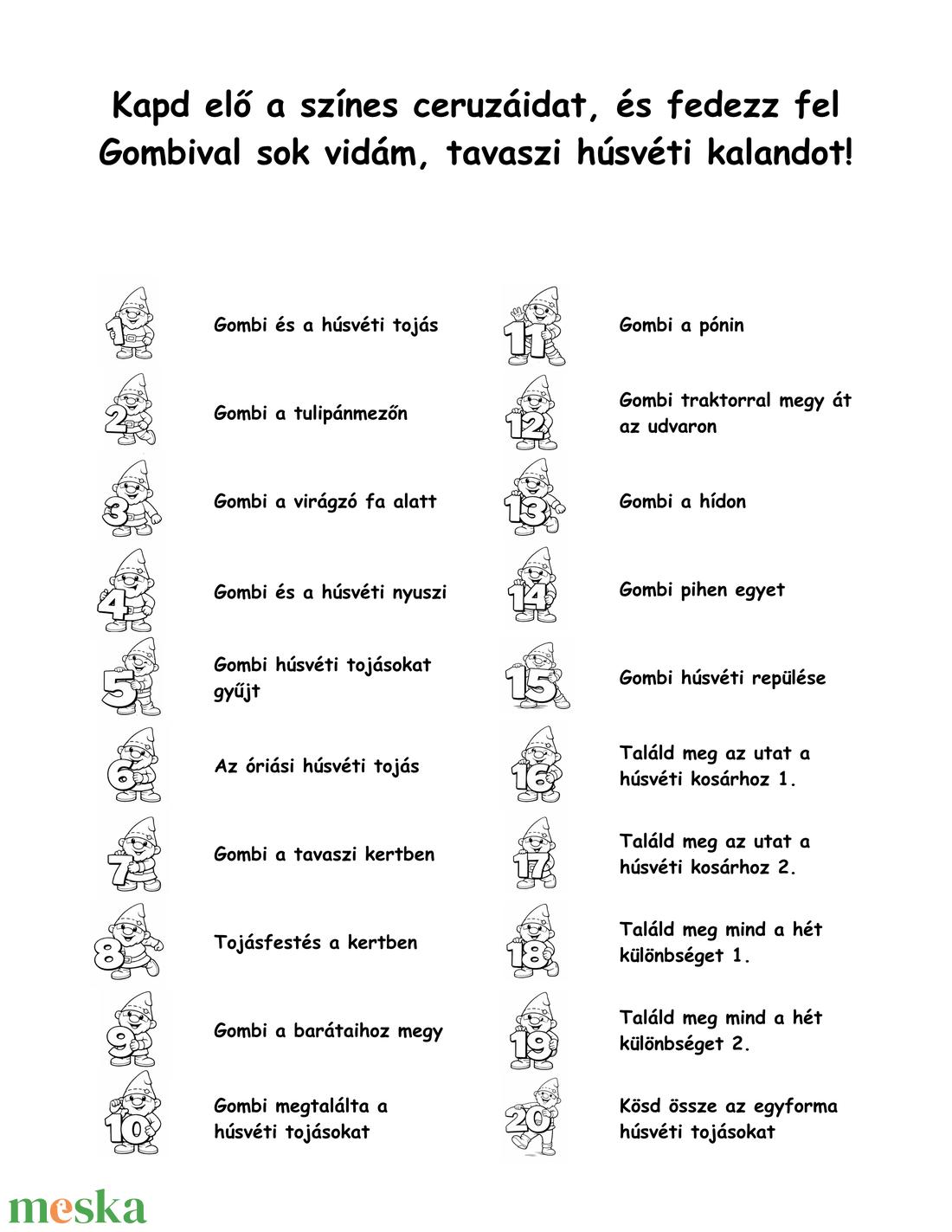 Húsvéti kifestőkönyv gyerekeknek � 20 oldalas letölthető PDF - otthon & életmód - papír, írószer - színező - Meska.hu