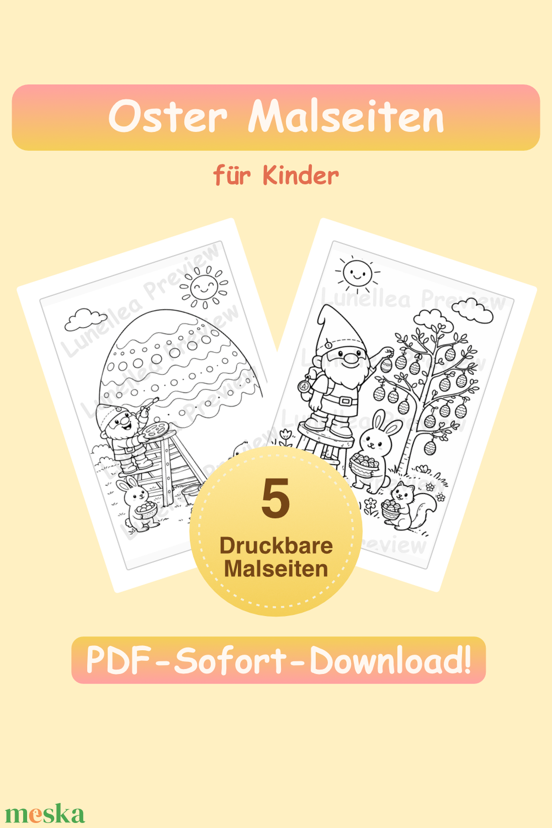 Húsvéti mini kifestőcsomag gyerekeknek � 5 oldalas letölthető PDF - otthon & életmód - papír, írószer - színező - Meska.hu