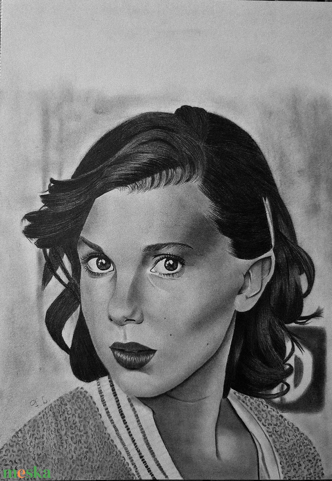 Millie Bobby Brown A/4-es méretű portré rajz - művészet - grafika & illusztráció - ceruzarajz - Meska.hu