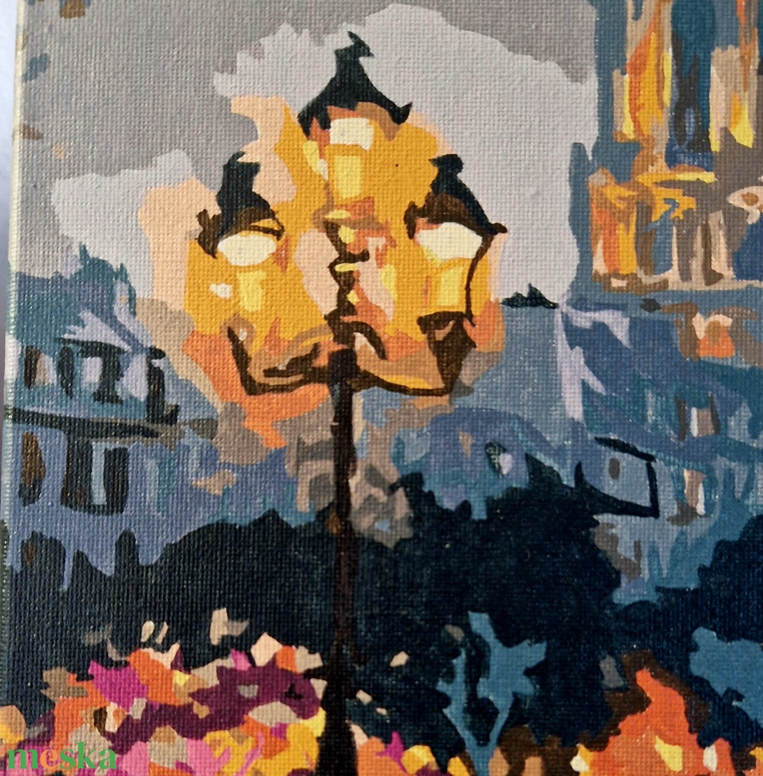 Párizsi Alkony - Notre-Dame és Szajna-parti kávézó (Kész számfestő kép, 40x50 cm) - művészet - festmény - akril - Meska.hu