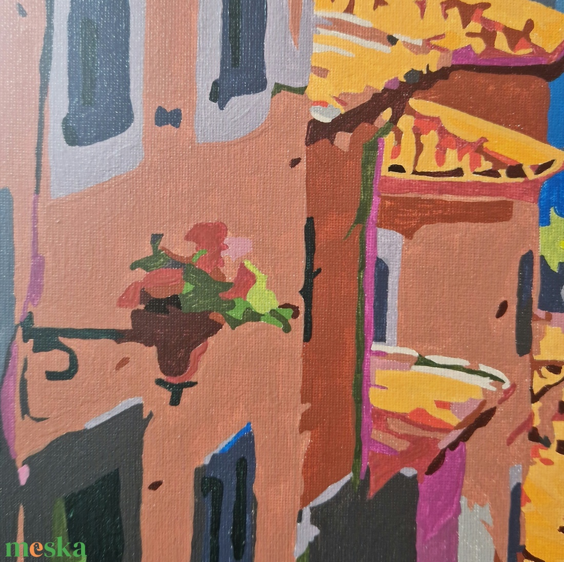 Tavaszi séta a cseresznyefa alatt (Kész számfestő kép, 50x40 cm) - művészet - festmény - akril - Meska.hu