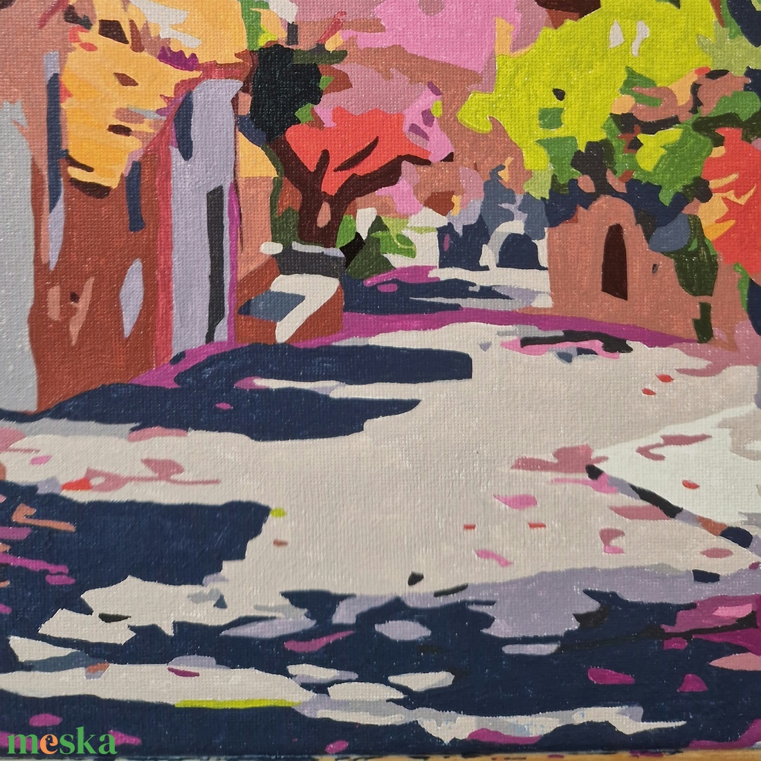 Tavaszi séta a cseresznyefa alatt (Kész számfestő kép, 50x40 cm) - művészet - festmény - akril - Meska.hu