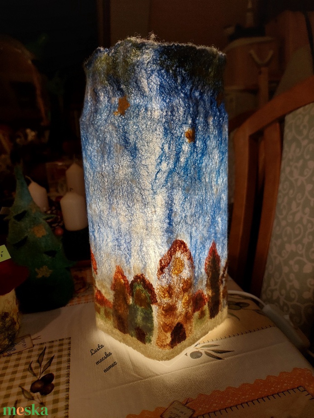 Nemez lámpa téli táj - otthon & életmód - lámpa - asztali lámpa - Meska.hu