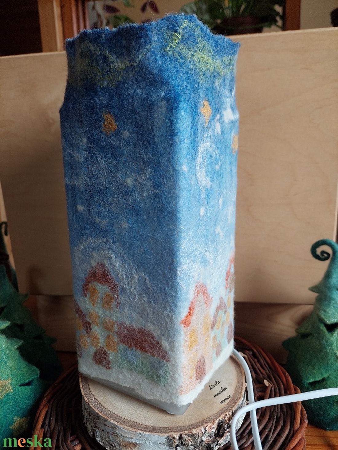 Nemez lámpa téli táj - otthon & életmód - lámpa - asztali lámpa - Meska.hu