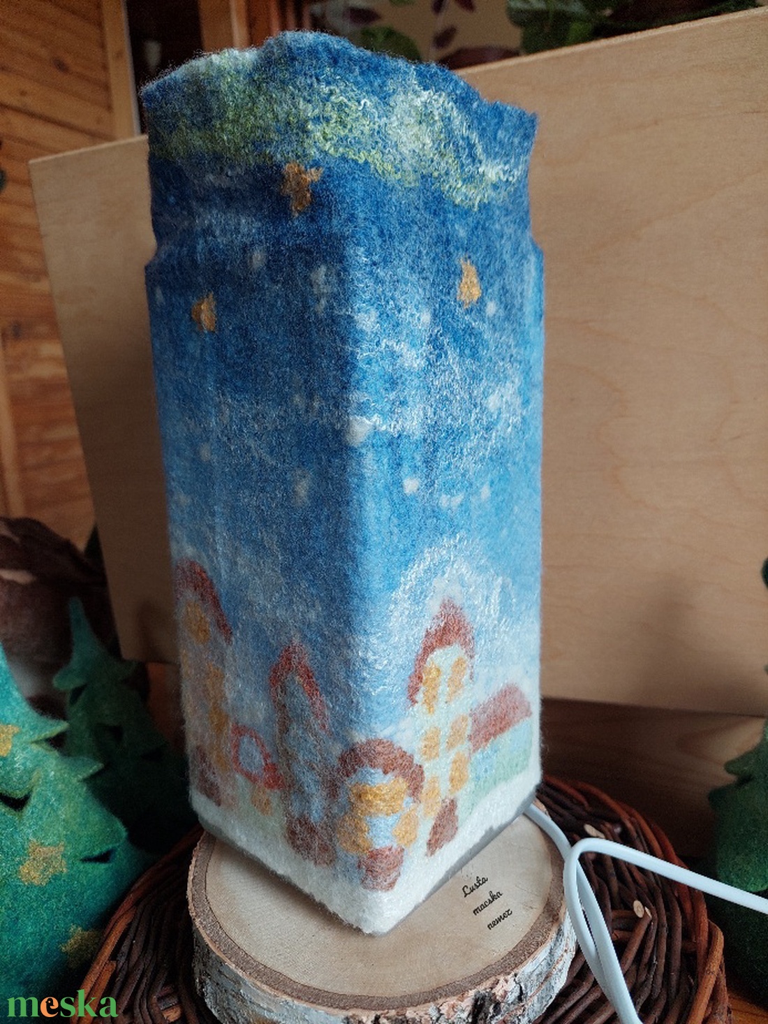 Nemez lámpa téli táj - otthon & életmód - lámpa - asztali lámpa - Meska.hu