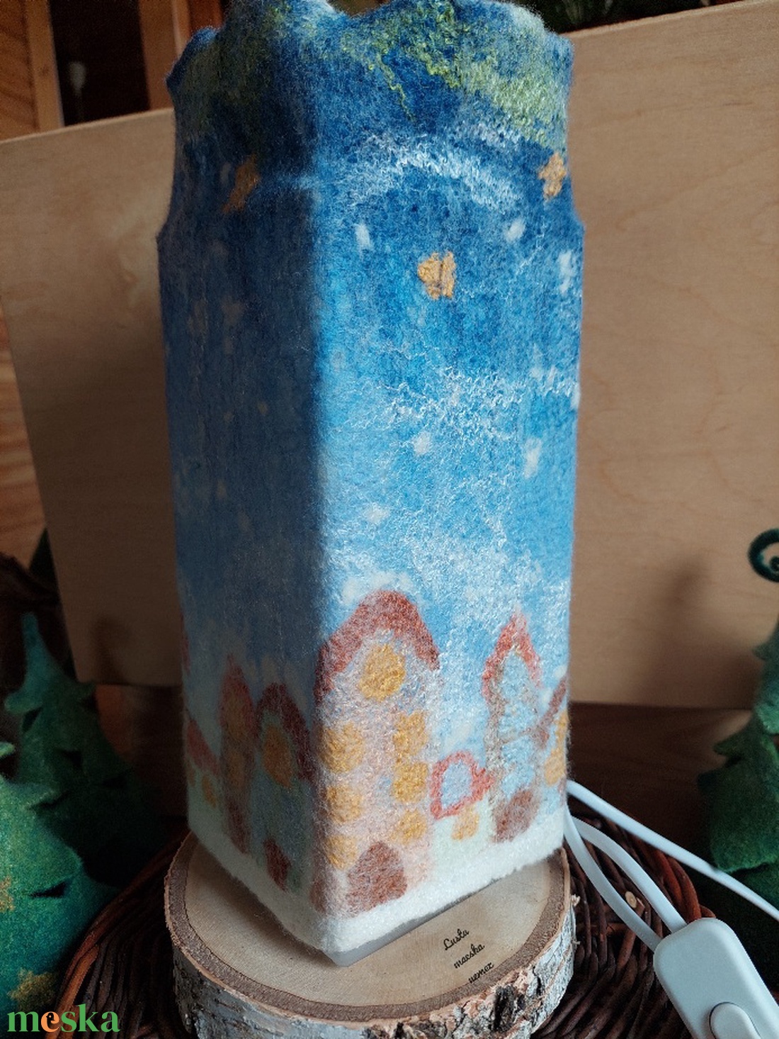 Nemez lámpa téli táj - otthon & életmód - lámpa - asztali lámpa - Meska.hu