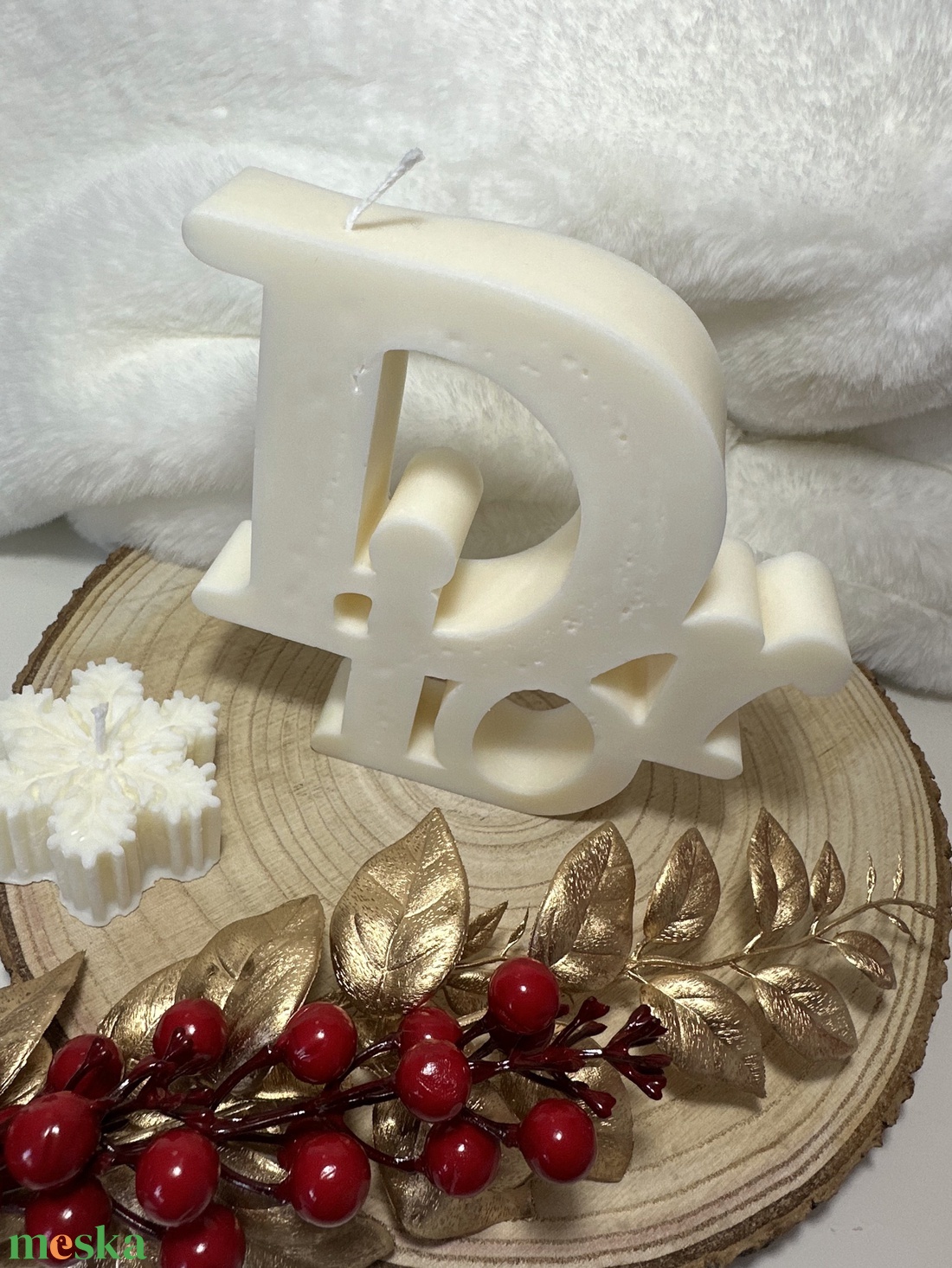 Dior Logo Gyertya - Fehér - otthon & életmód - gyertya, illat, aroma - gyertya - Meska.hu
