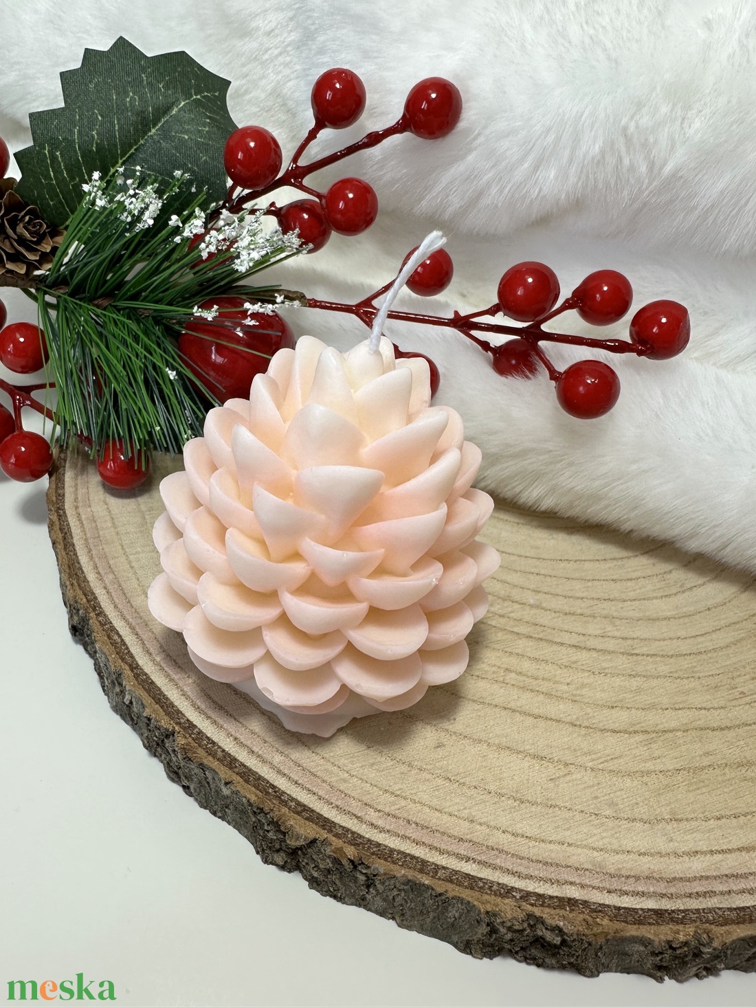 Toboz Szójaviasz Gyertya - Fehér/Piros - otthon & életmód - gyertya, illat, aroma - gyertya - Meska.hu