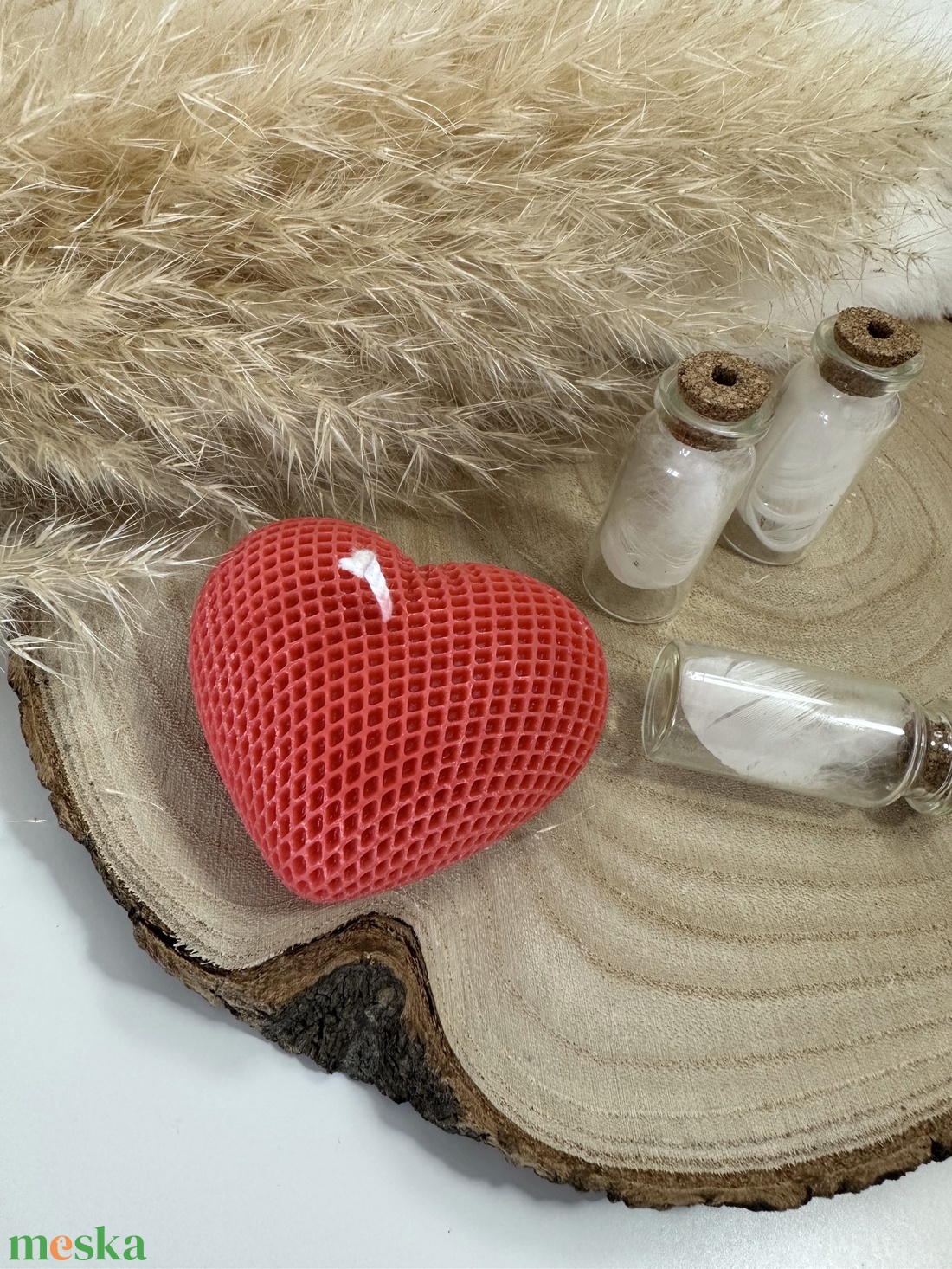 Valentin-napi szív alakú díszes gyertya - Piros - otthon & életmód - gyertya, illat, aroma - gyertya - Meska.hu