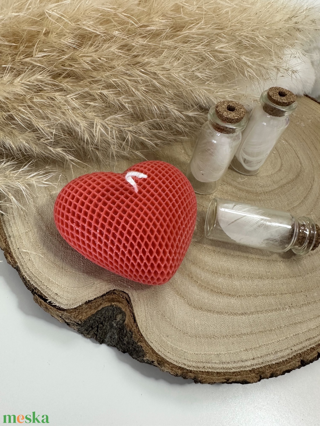 Valentin-napi szív alakú díszes gyertya - Piros - otthon & életmód - gyertya, illat, aroma - gyertya - Meska.hu