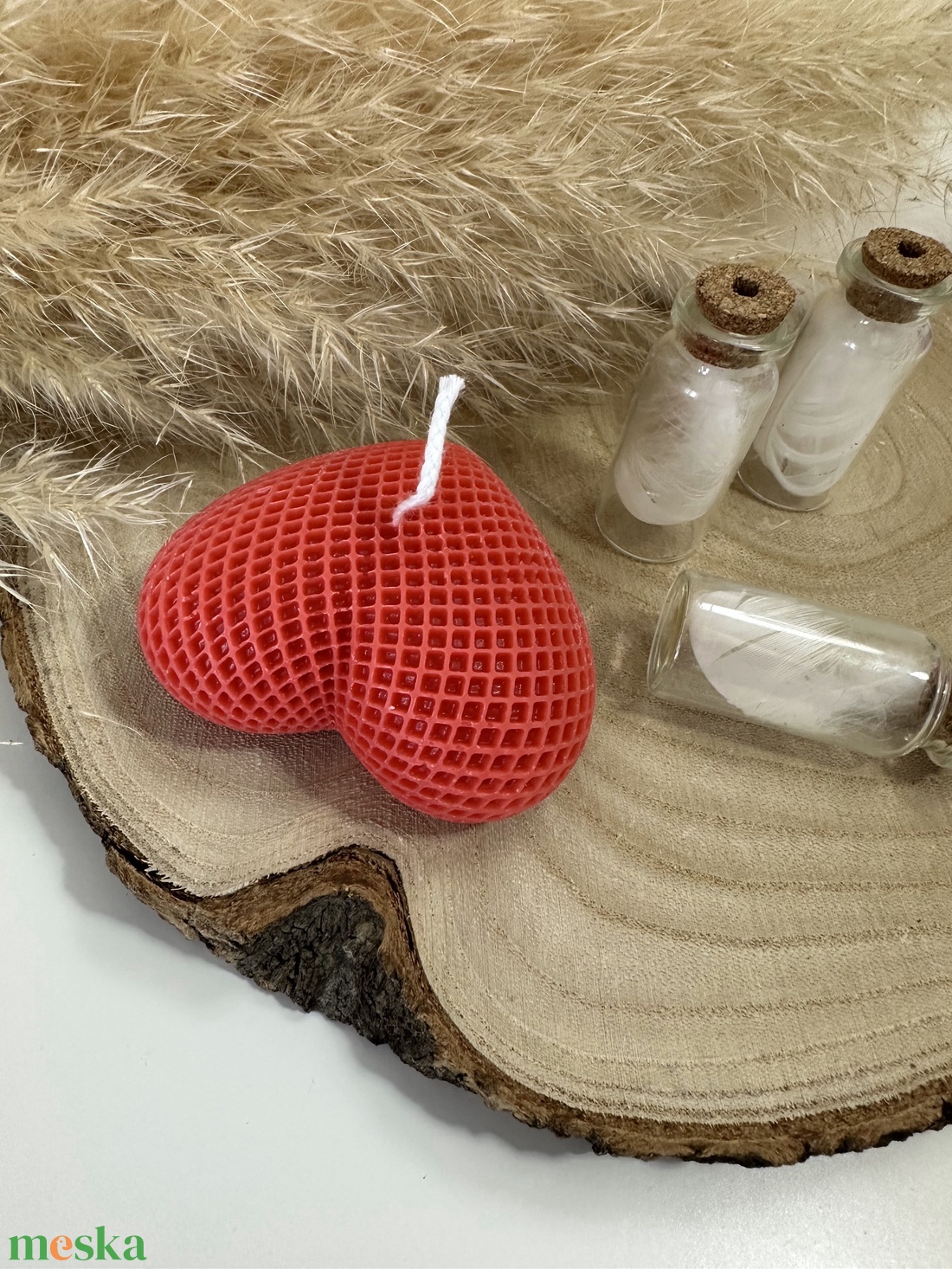 Valentin-napi szív alakú díszes gyertya - Piros - otthon & életmód - gyertya, illat, aroma - gyertya - Meska.hu