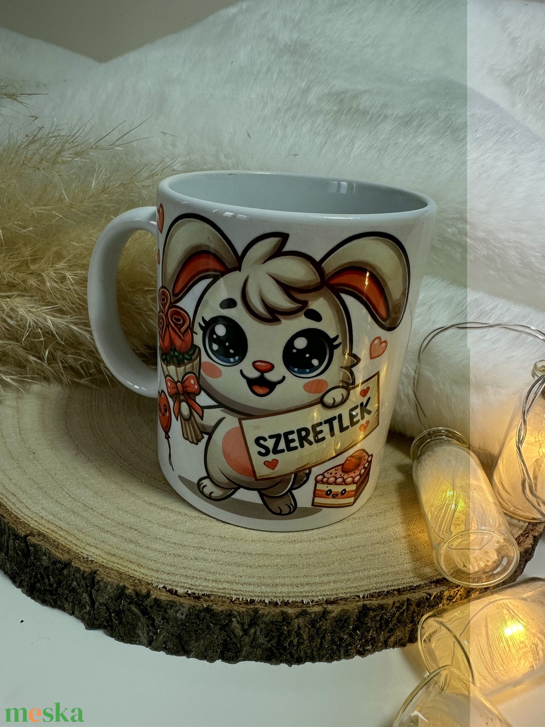 Valentin-napi nyuszis bögre SZERETLEK felirattal - otthon & életmód - konyhafelszerelés, tálalás - tálalás - bögre & csésze - Meska.hu