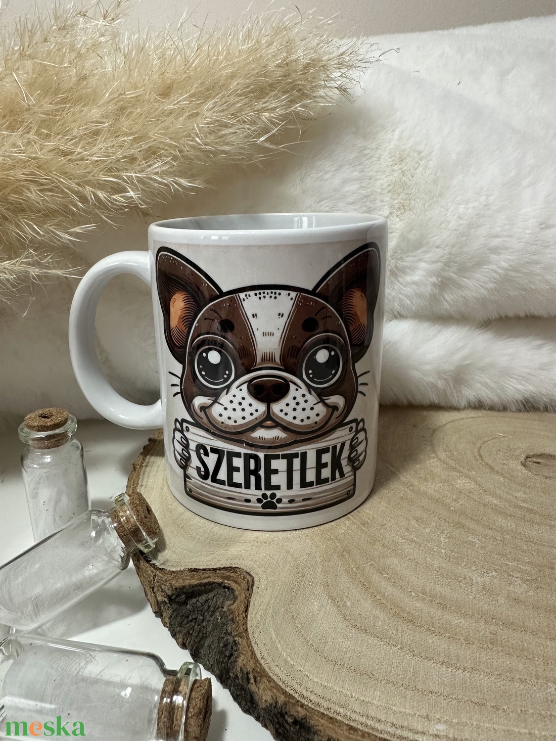 Valentin-napi francia bulldog-os bögre SZERETLEK felirattal - otthon & életmód - konyhafelszerelés, tálalás - tálalás - bögre & csésze - Meska.hu