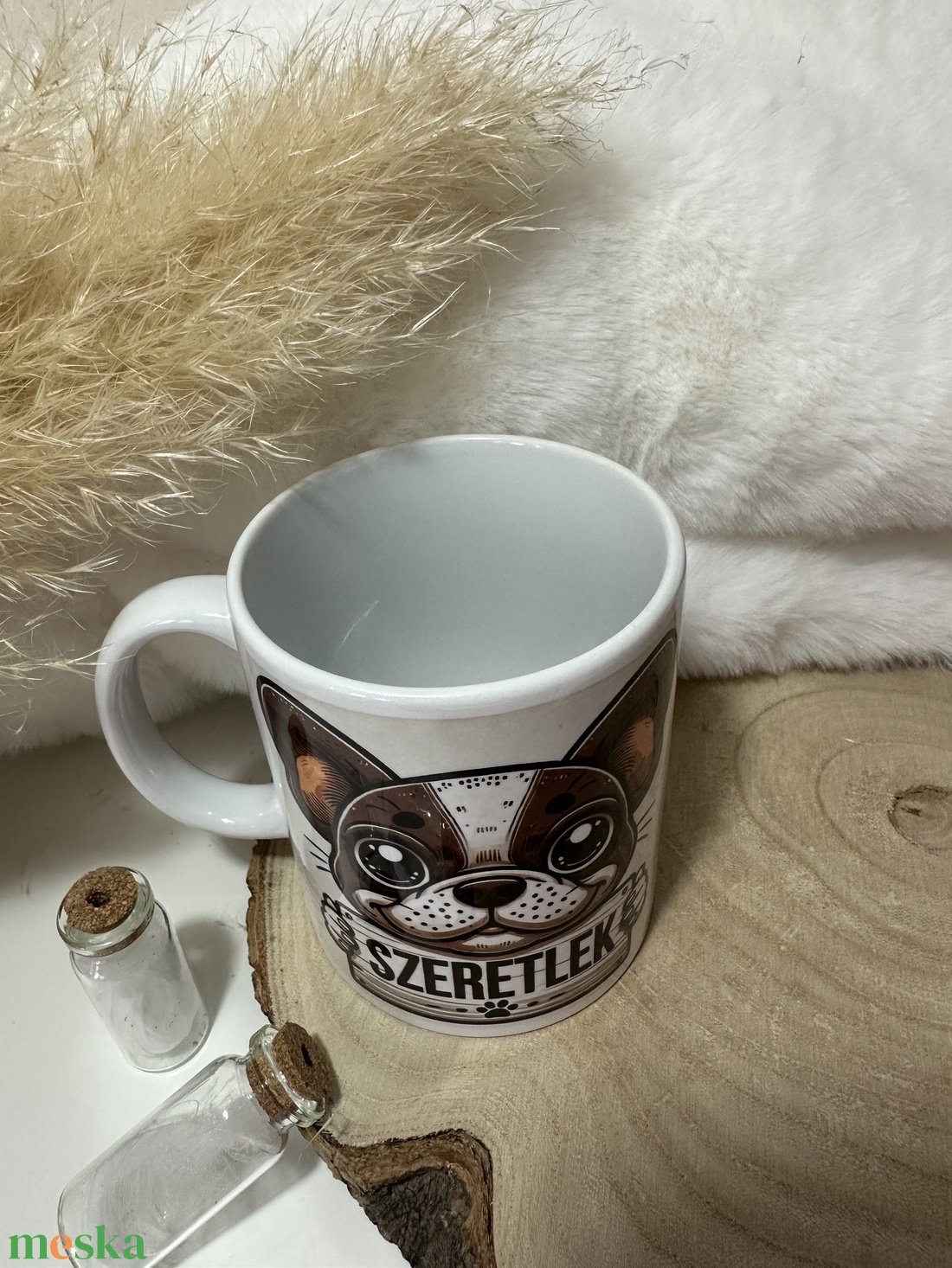 Valentin-napi francia bulldog-os bögre SZERETLEK felirattal - otthon & életmód - konyhafelszerelés, tálalás - tálalás - bögre & csésze - Meska.hu