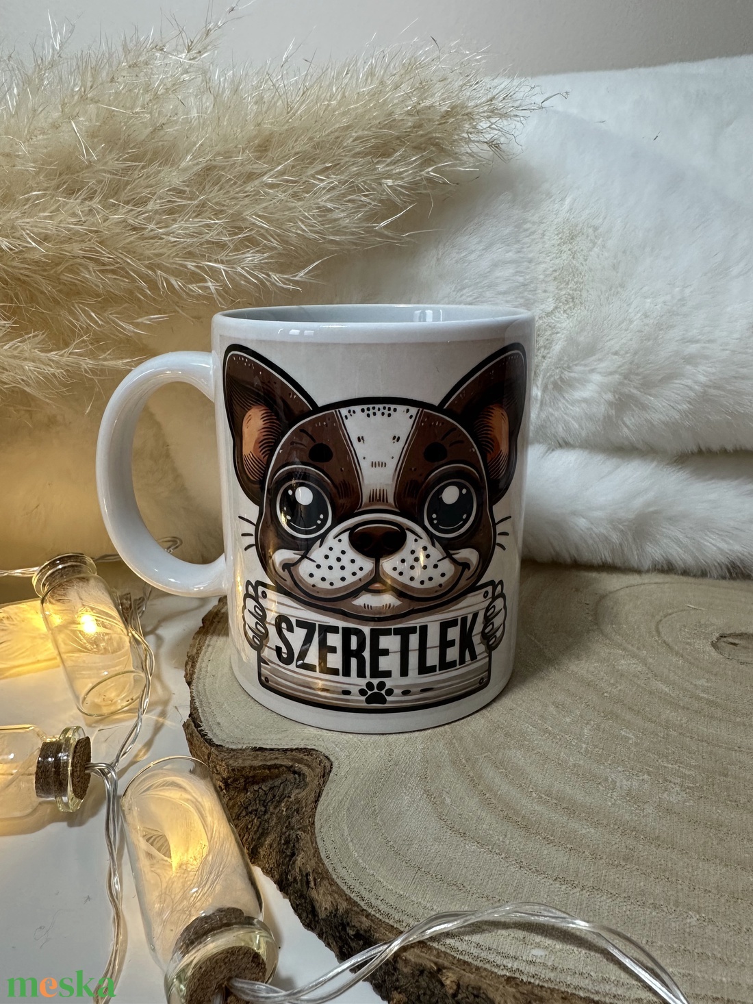 Valentin-napi francia bulldog-os bögre SZERETLEK felirattal - otthon & életmód - konyhafelszerelés, tálalás - tálalás - bögre & csésze - Meska.hu