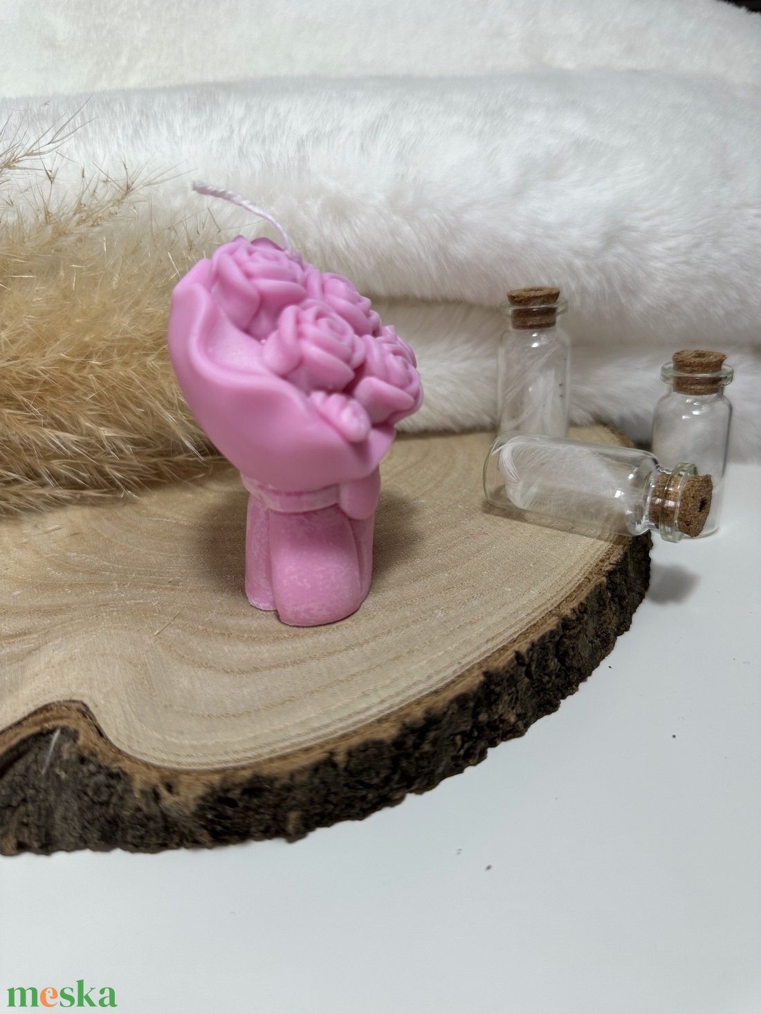 Rózsacsokor Gyertya - Rózsaszín - otthon & életmód - gyertya, illat, aroma - gyertya - Meska.hu
