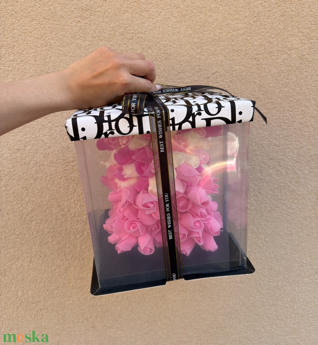 Örökrózsa maci - otthon & életmód - virágdekoráció - virágok - virágbox - Meska.hu