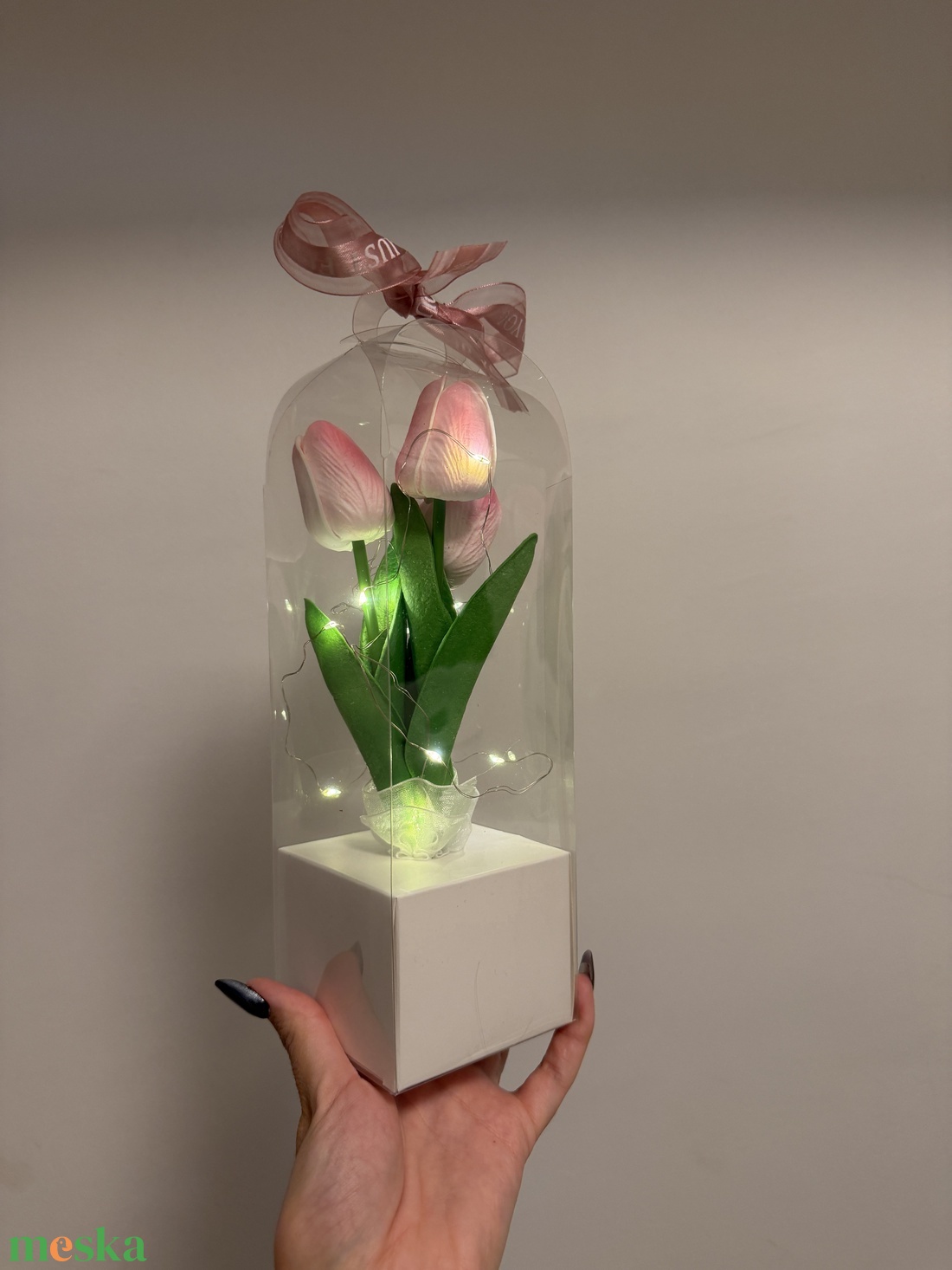 Világító tulipánbox - otthon & életmód - virágdekoráció - virágok - virágbox - Meska.hu
