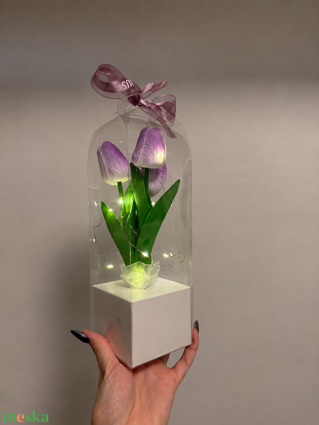 Tulipán box világító - otthon & életmód - virágdekoráció - virágok - virágbox - Meska.hu